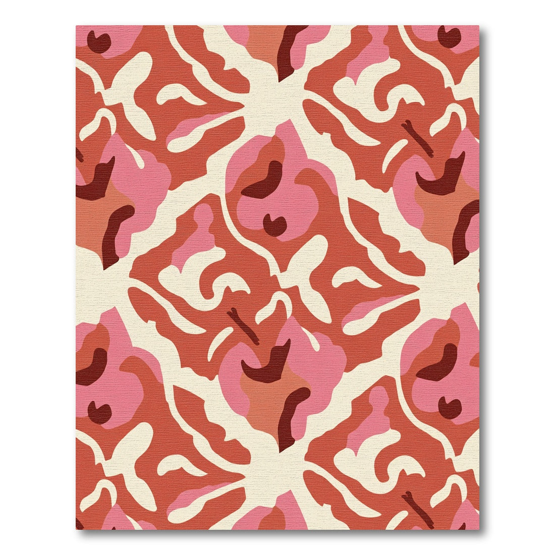 Crimson Pink Abstract Organic Shapes Rug