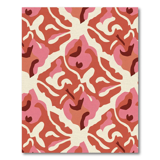 Crimson Pink Abstract Organic Shapes Rug