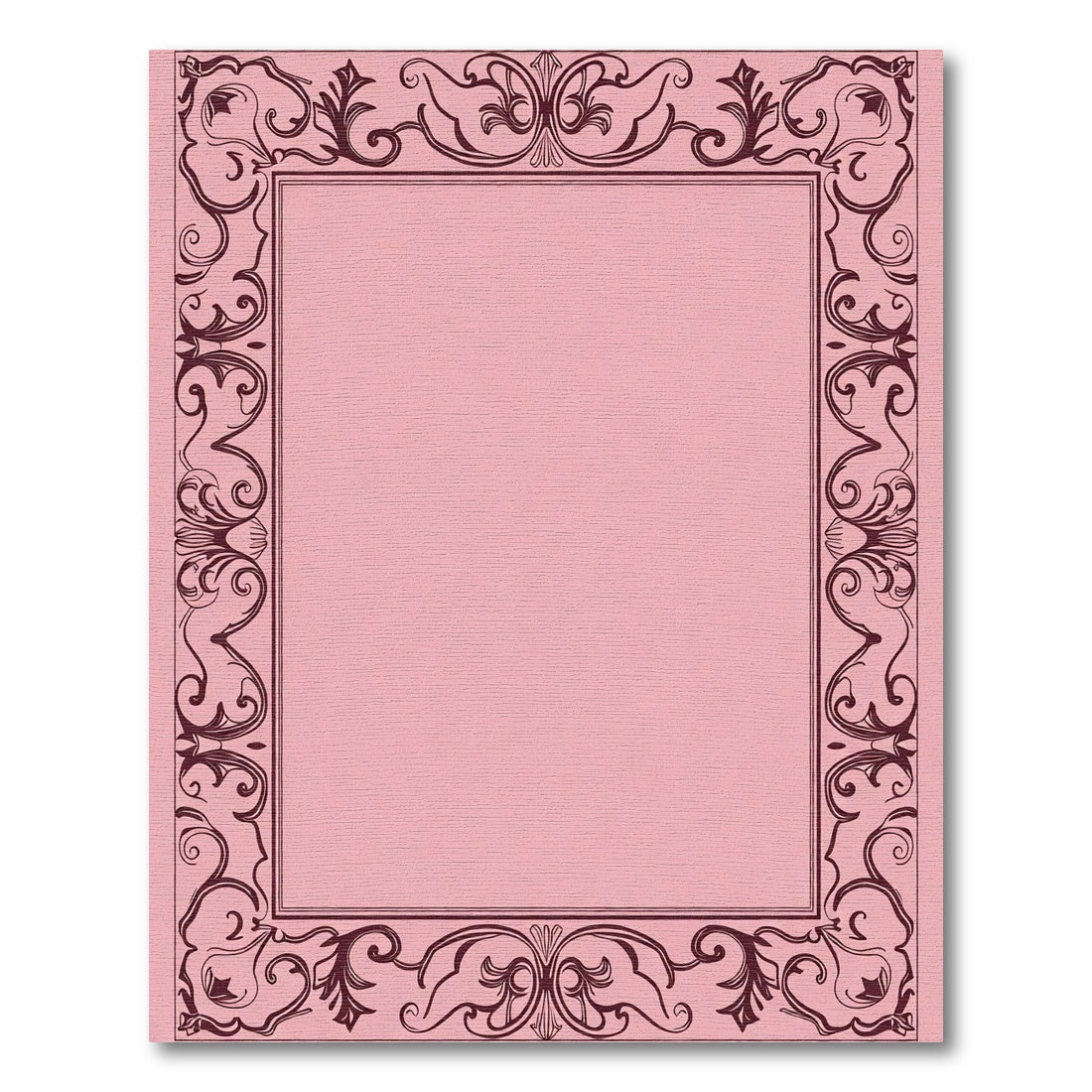 Elegant Crimson Floral Scrollwork Border Rug