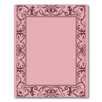 Elegant Crimson Floral Scrollwork Border Rug