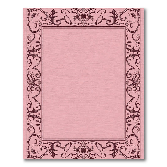 Elegant Crimson Floral Scrollwork Border Rug