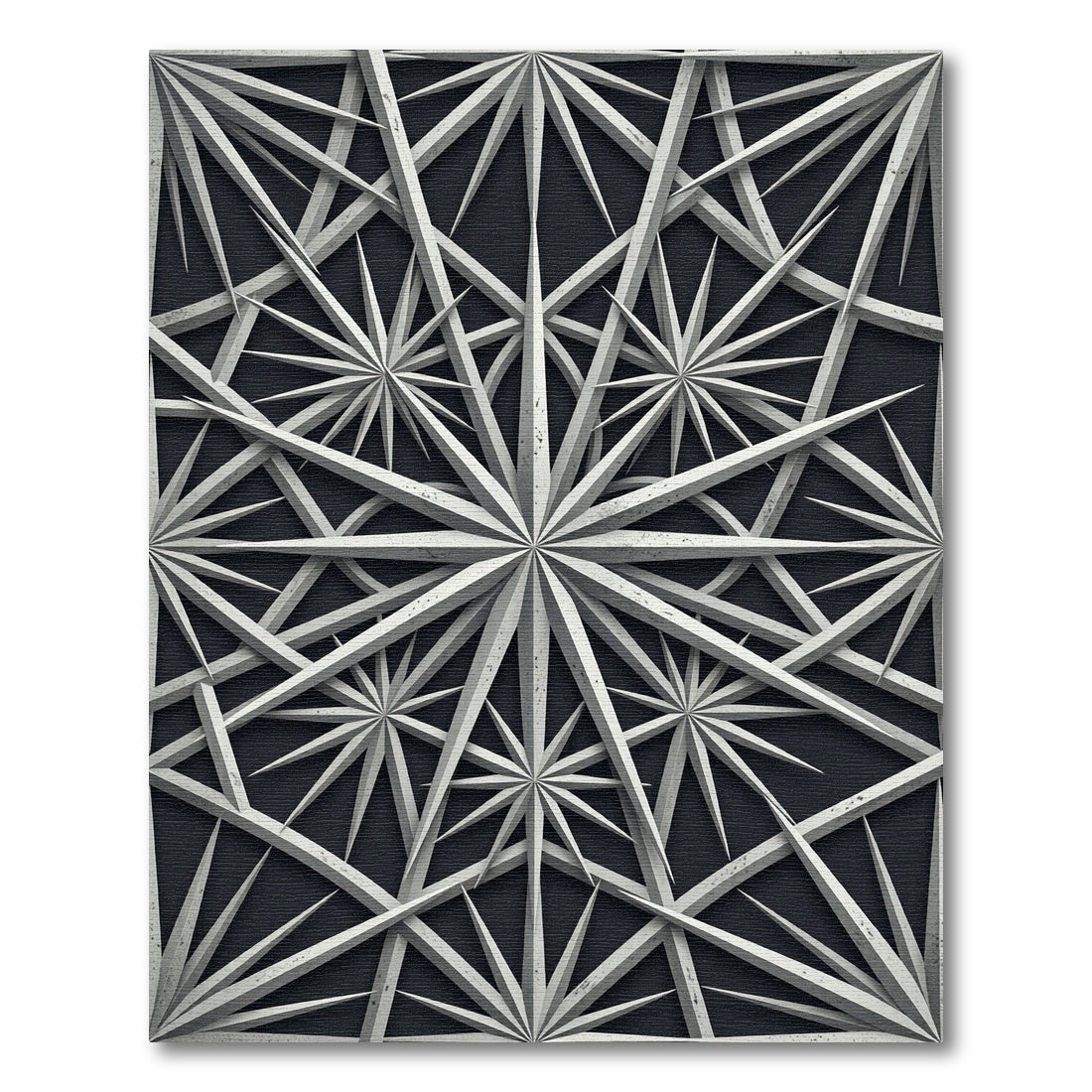 Monochromatic Geometric Starburst Angular Art Rug