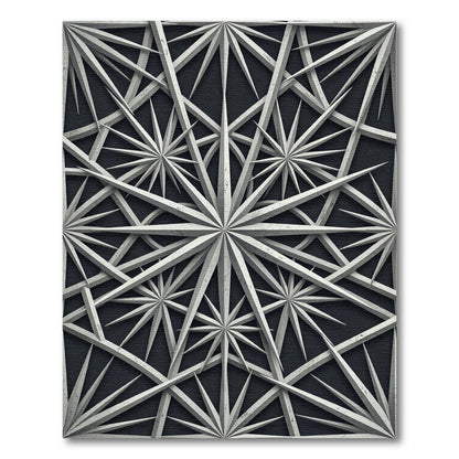 Monochromatic Geometric Starburst Angular Art Rug