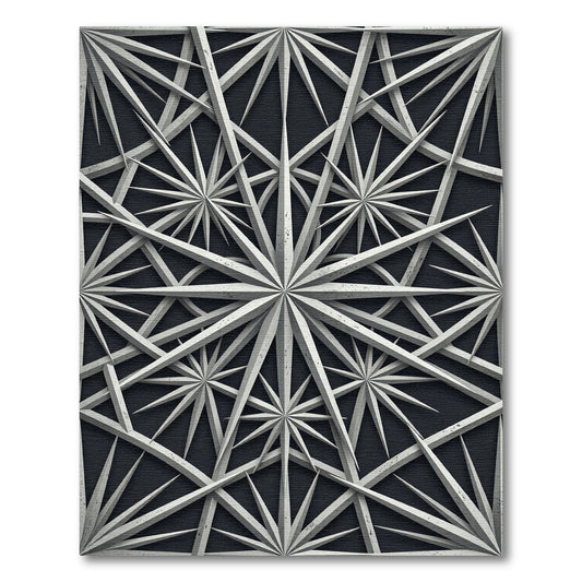 Monochromatic Geometric Starburst Angular Art Rug