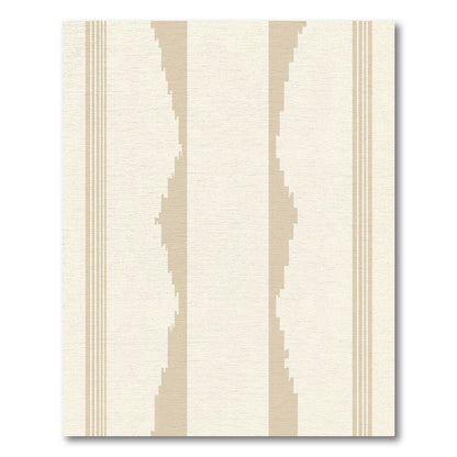 Cream Beige Vertical Stripe Geometric Rug
