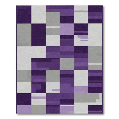 Geometric Plum Gray Blocks Rug