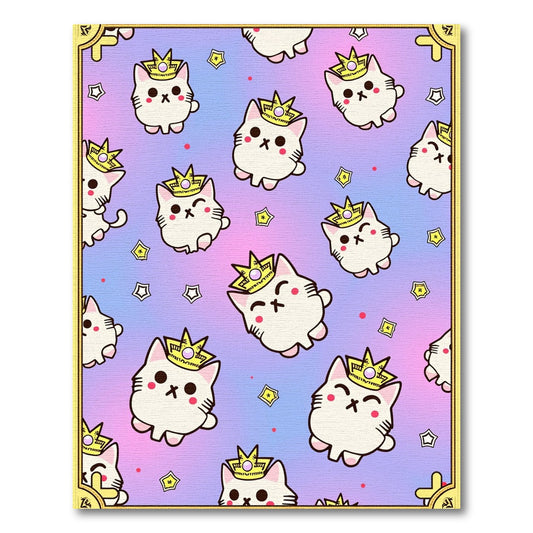 Cute White Crowned Cats Starry Pastel Rug