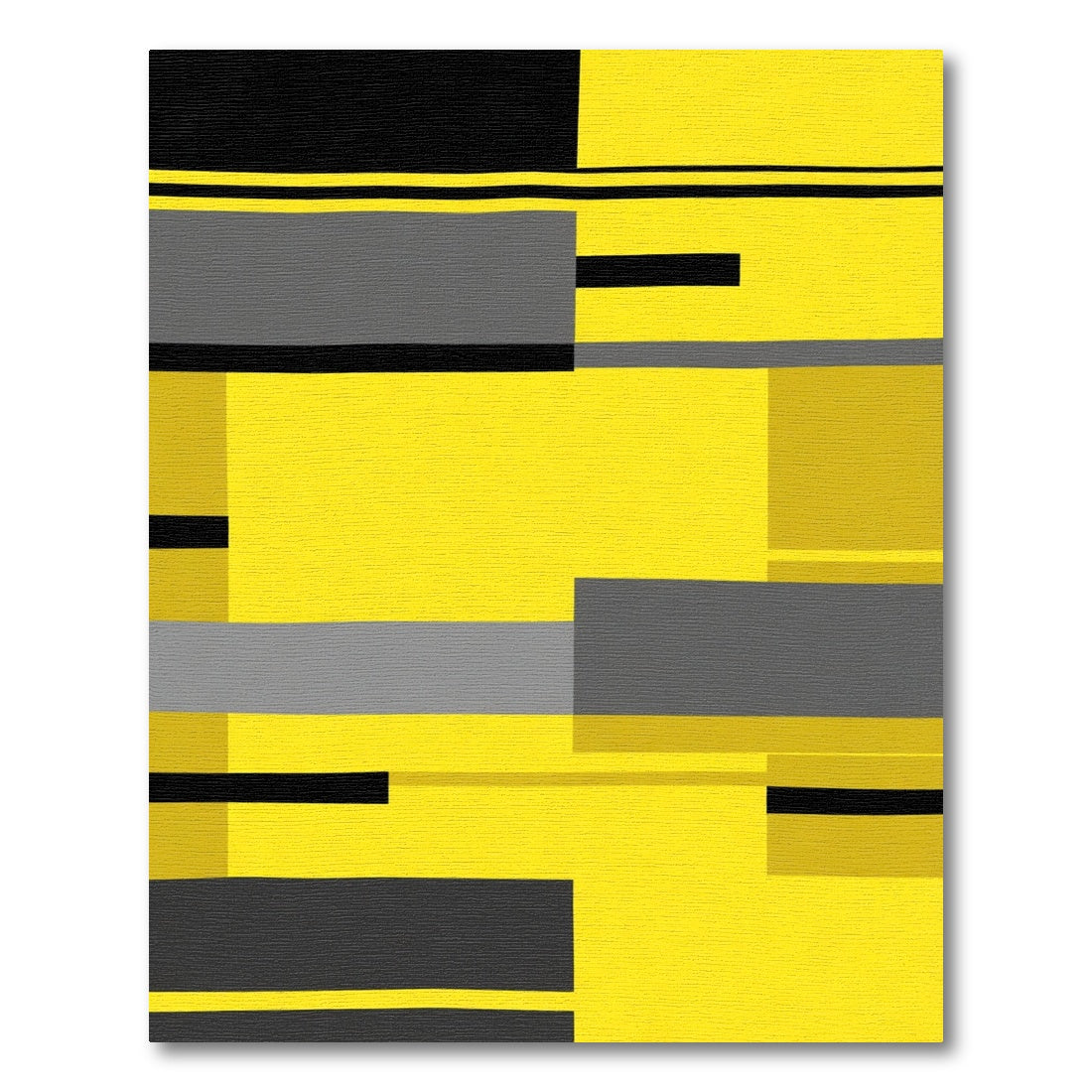 Bold Yellow Gray Black Geometric Blocks Rug