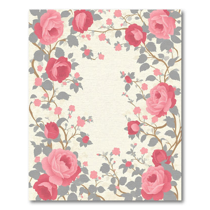 Pink Rose Vine Garden Rug
