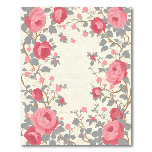 Pink Rose Vine Garden Rug