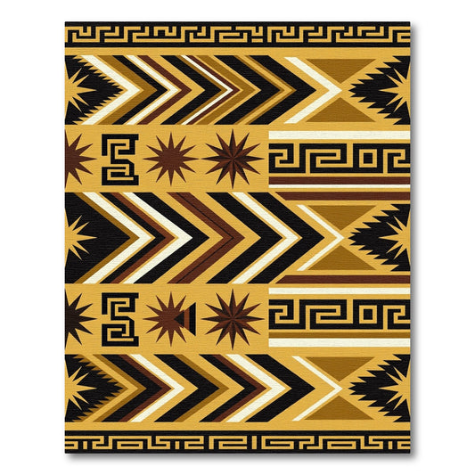 Geometric Ochre Aztec Star Chevron Area Rug