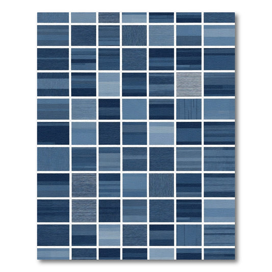 Diverse Blue Gradient Stripes Rug