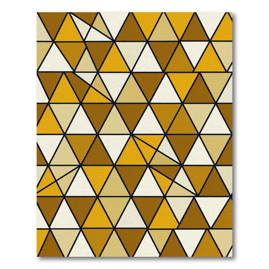 Ochre and Gold Geometric Triangle Mosaic Rug