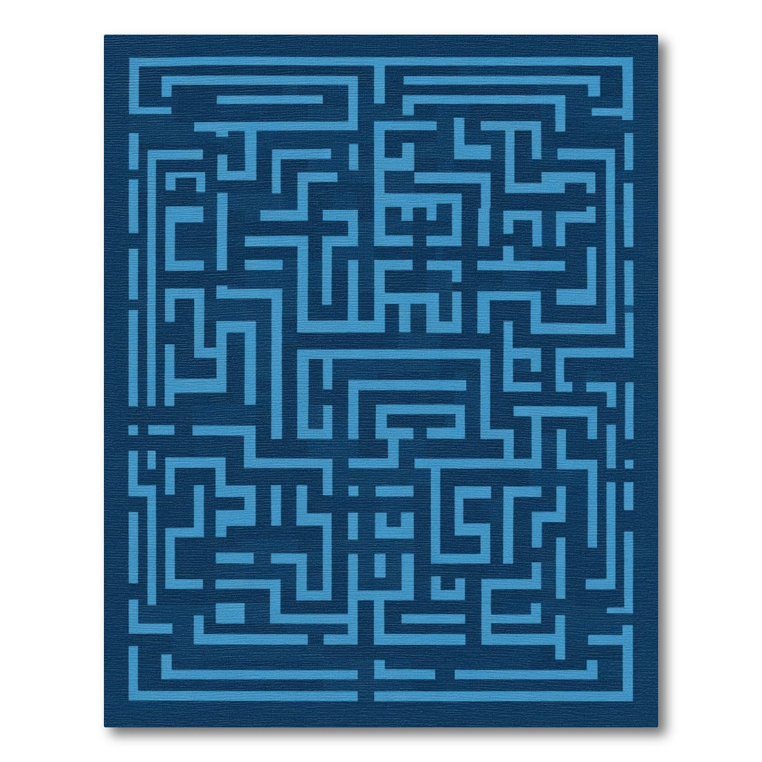 Navy Blue Geometric Maze Rug