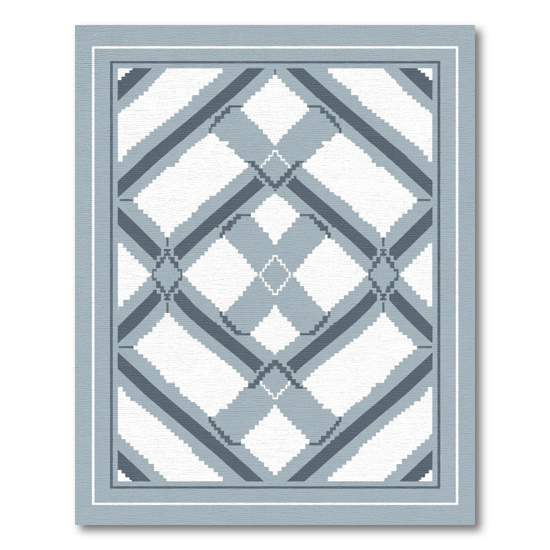 Gray Geometric Diamond Lattice Overlay Rug