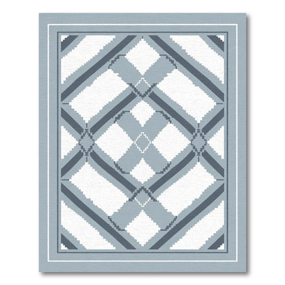 Gray Geometric Diamond Lattice Overlay Rug