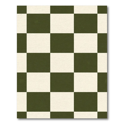 Olive Cream Checkerboard Squares Rug