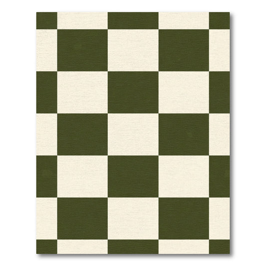 Olive Cream Checkerboard Squares Rug