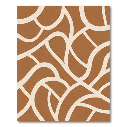 Terracotta Cream Abstract Organic Flow Rug