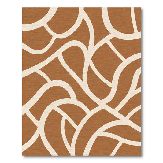 Terracotta Cream Abstract Organic Flow Rug