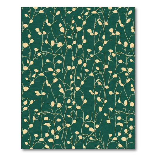 Deep Green Botanical Vine Swirl Rug
