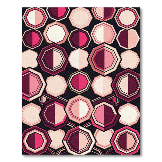 Pink Geometric Octagon Arrangement Rug