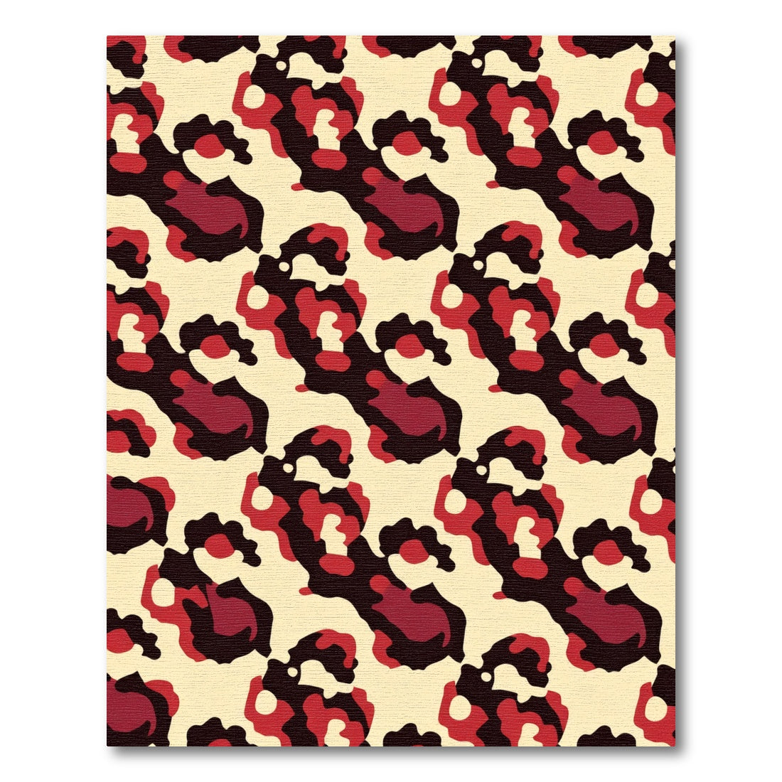 Crimson Red Abstract Organic Shapes Rug