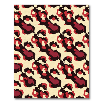 Crimson Red Abstract Organic Shapes Rug