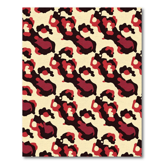 Crimson Red Abstract Organic Shapes Rug