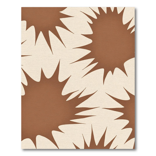 Cream Brown Abstract Spiky Bloom Rug
