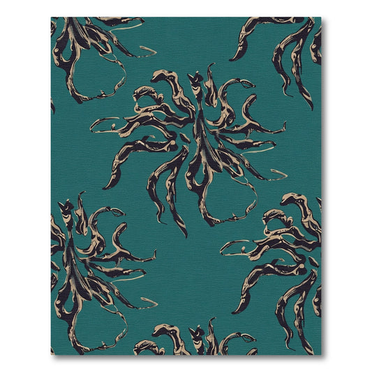 Teal Abstract Organic Swirl Rug