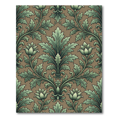 Sage Green Botanical Acanthus Scroll Rug