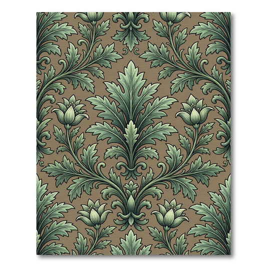 Sage Green Botanical Acanthus Scroll Rug