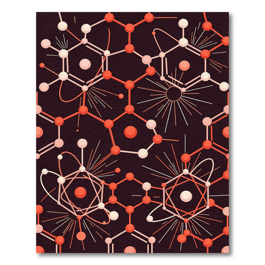 Coral Orbit Geometric Atomic Rug