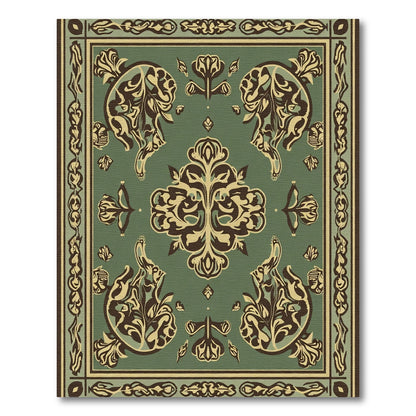 Olive Green Antique Floral Medallion Rug