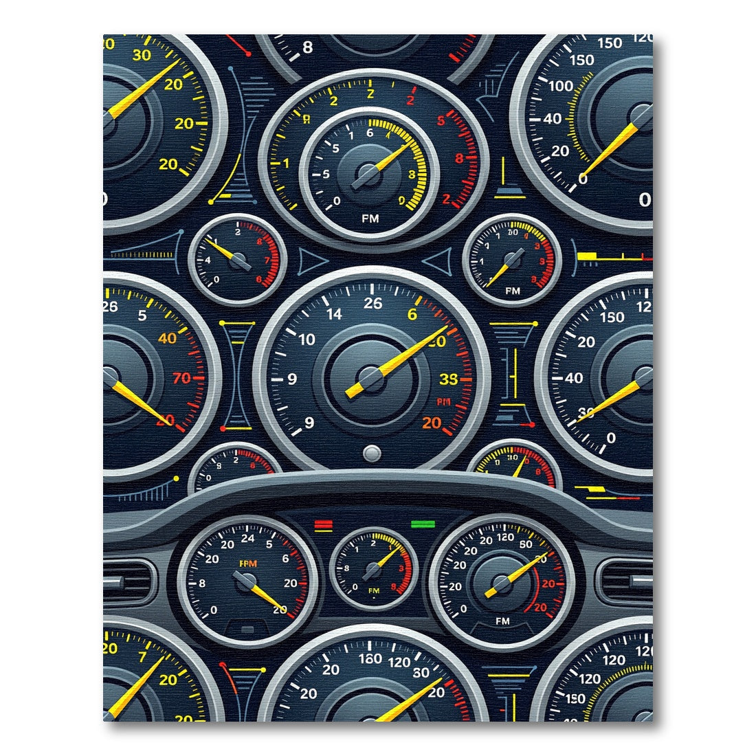 Dark Industrial Analog Gauge Instrument Panel Rug