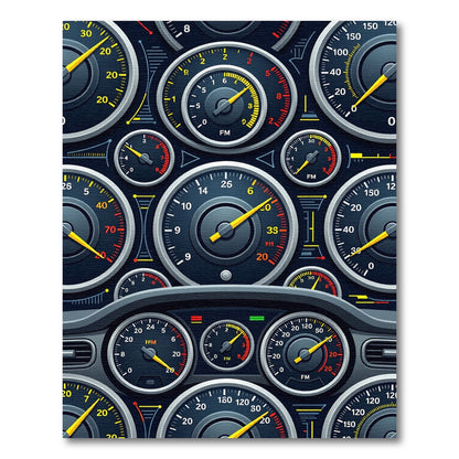 Dark Industrial Analog Gauge Instrument Panel Rug