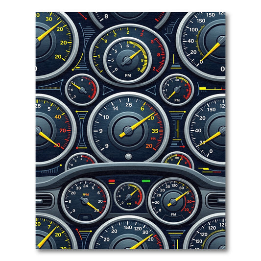 Dark Industrial Analog Gauge Instrument Panel Rug