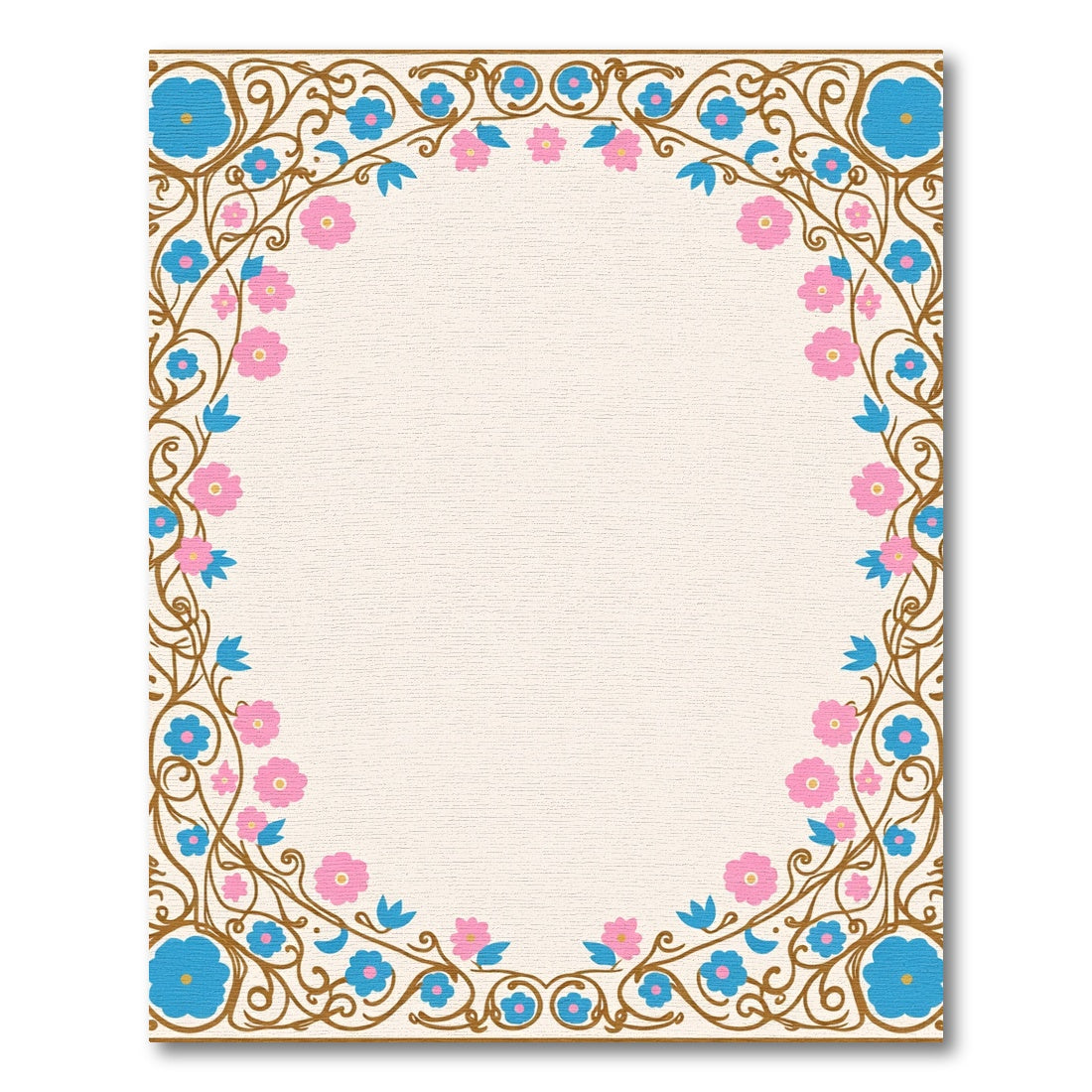 Whimsical Blue Pink Floral Vines Rug