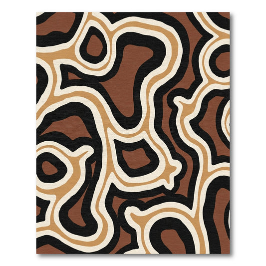 Organic Brown Cream Black Wavy Rug