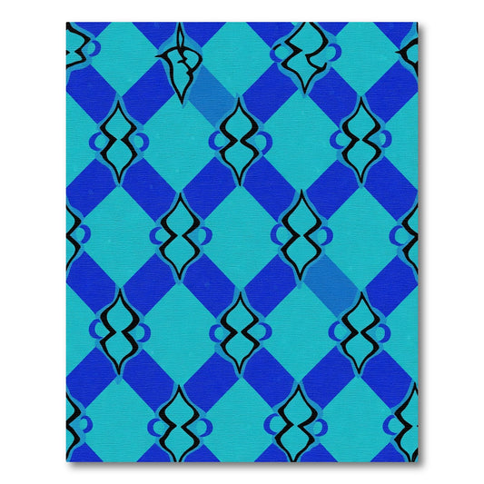 Aqua Teal Diamond Arabesque Rug