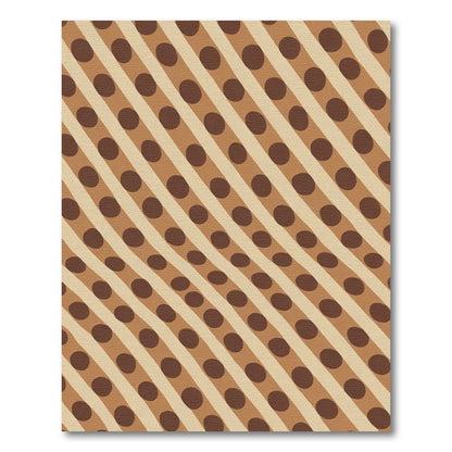 Warm Beige Brown Polka Dot Stripes Rug