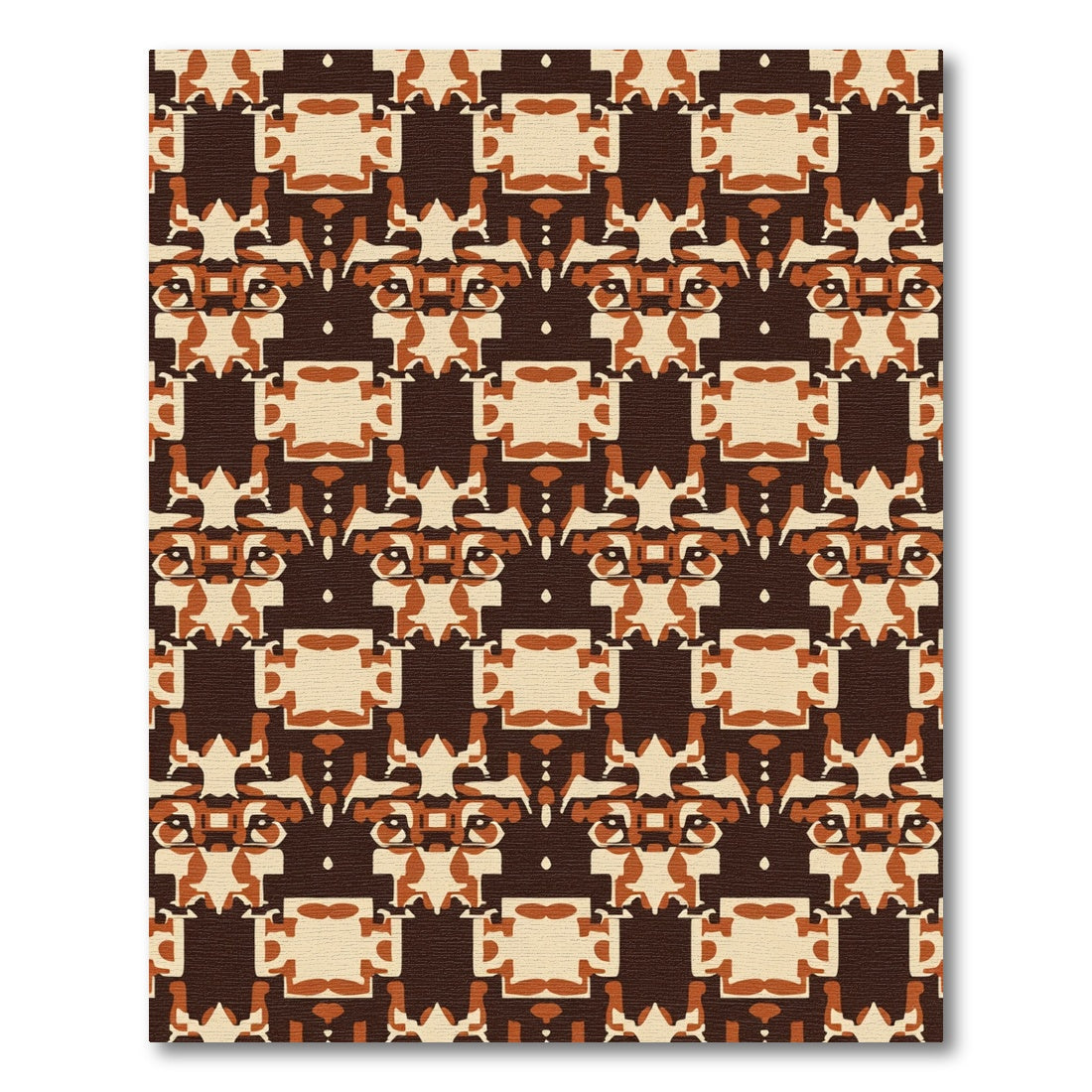 Earthy Tone Geometric Folk Art Rug