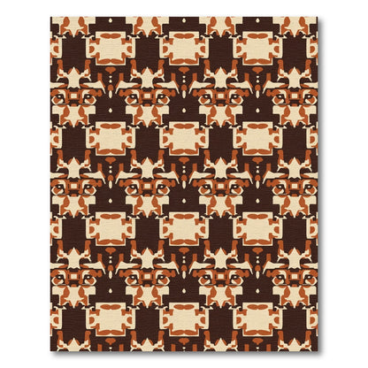 Earthy Tone Geometric Folk Art Rug