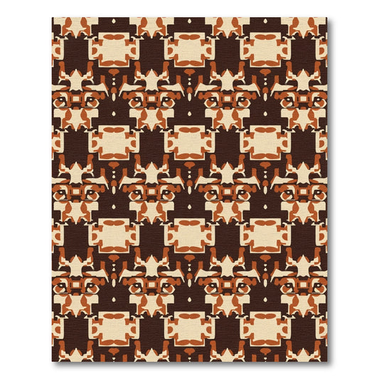 Earthy Tone Geometric Folk Art Rug