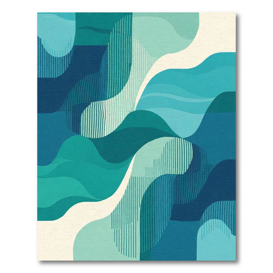 Oceanic Abstract Wavy Shapes Rug
