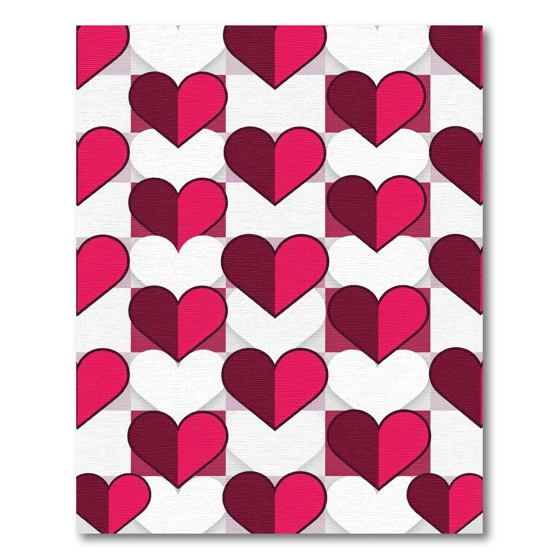 Crimson Magenta Heart Grid Rug
