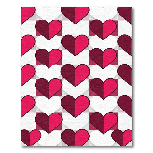 Crimson Magenta Heart Grid Rug
