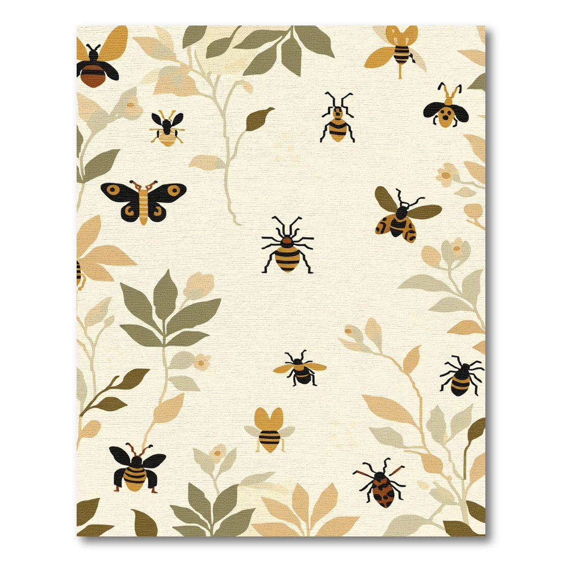 Golden Bee And Butterfly Botanical Rug