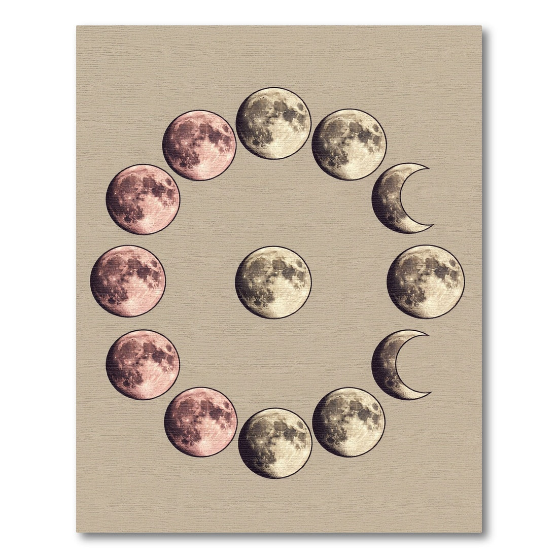 Celestial Phases Beige Lunar Circle Rug